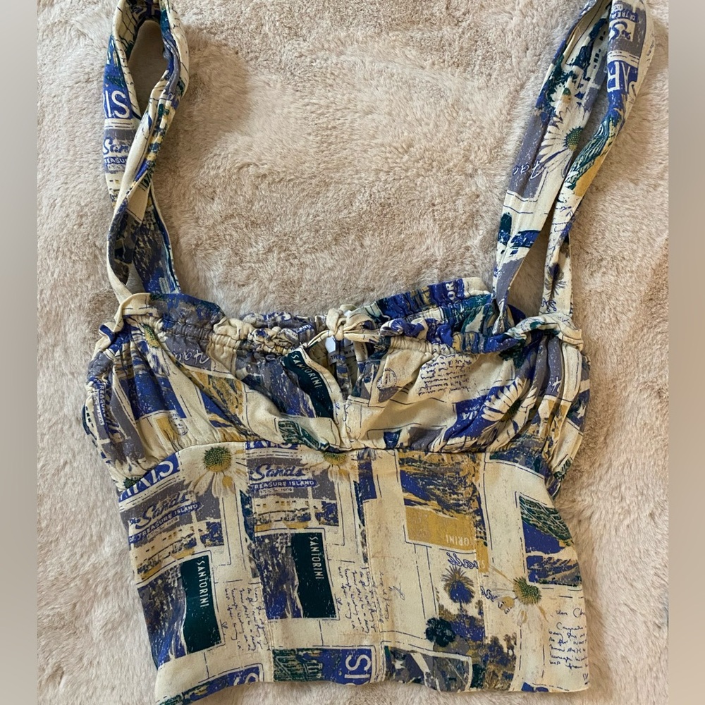 Printed milkmaid tank top